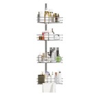 4-tier Shower Caddy Organizer Tension Pole  Rustproof Corner Shelf For Bathroom
