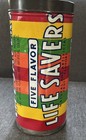 Vintage Metal Life Savers Candy Enameled Can 16  Coin Bank W removable Top