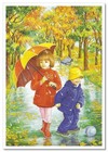 Children s Fun Boy  Girl Seasons Of The Year Autumn Art New Modern Postcard