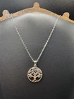 925 Sterling Silver Tree Of Life Pendant Cz Stones Women s 16    W  2    Extender
