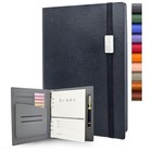 A5 Binder With 6 Ring     Lined Leather Journal Notebook  Refillable Black