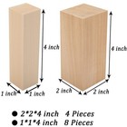 Yipled Unfinished 4 Inch  12 Packs 4 X 1 X 1 Inch   4 X 2 X 2 Basswood