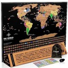  Deluxe 17x24 Scratch Off World Map Poster - Vibrant Gold 24x17 Black World Map
