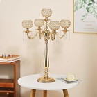 5-arm Gold Candelabra With Crystal 29 5in Candle Holders Wedding Table Decor