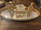 Vintage 7 Pc Vanity Set Gold Plated Filigree Ornate Powder Perfume Mirror Mcm