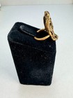 Vintage Brutalist Brass Organic Sculptural Ring Abstract Modernist Statement