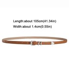 Women Pu Leather Skinny Belt Retro Silver Pin Buckle Minimalist Dress Waistband