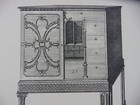 Rare Antique Original Vtg Period Design Cabinet Diagram Engraving Art Print