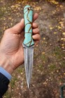 Custom Handmade Double Edge Damascus Steel Blade Dagger Boot Knife Full Tang