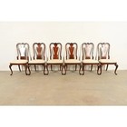 Thomasville Queen Anne Carved Solid Mahogany Dining Chairs  Set Of Six