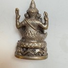 India Hindu God Statue Antique Asian Silvered Bronze Genesh