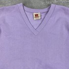 Vintage 80s Russell V Neck Sweatshirt Ladies Womens Lavender Sportswear Athletic