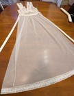 Vintage American Maid Sheer Nightgown Size 32     1950s   60s Ivory Nylon Lace Peign