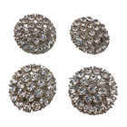Vintage Rhinestone Buttons Round Domed Pave Shank Silver Tone Lot Of 4