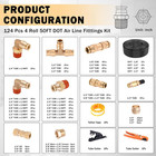 124 Pcs Brass Dot Air Line Fittings With 4 Roll 50ft 1 8  1 4  3 8  1 2  Dot Air