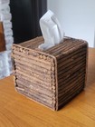Vtg Primitive Wooden Twig Tissue Box Cover holder Or Planter Hand-crafted