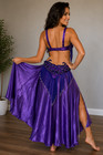 Purple Professional Belly Dance Costume Beaded Fringe Bra Belt Skirt Set Sm-med 