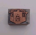 Original Antique vintage Copper Letterpress Plymouth Wood Block Ink Stamp 