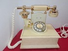 Vintage 1970s French Victorian Style Rotary Dial Desk Telephone Ivory Gold T85