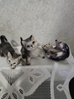 Set Of 3 Vintage Porcelain  Cat Figurines  Kittens Gray And White  Playful 