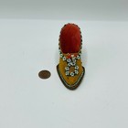 Antique 1925-1935 Hand Beaded Victorian Heeled Shoe Pin Cushion Cottagecore 