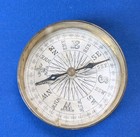 19th Century Brass Cased Explorers Pocket Compass With Lid Antique Vintage