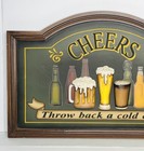 Vtg Pub Bar Sign Cheers Throw Back A Cold One 3d Beer Glasses Barn House Decor