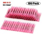 100pcs 18-22 Gauge Heat Shrink Butt Wire Connectors Crimp Terminals Waterproof