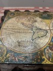 Vintage French Lacquered Wood Mounted Two Hemisphere Old World Atlas Map