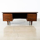 Mid Century Modern Office Desk Executive 5 Drawer Hiebert Inc  Walnut Large Mcm
