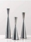 Set Of Three Modern Silver Candlestick Holders - Small  Medium   Large