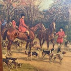 Vintage Folding Bridge Table Wooden Equestrian Hunting Scene Folding Card Table