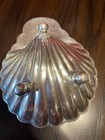 Vintage English Silver Plated Scallop Shell Serving Dish With Heraldic Lion Cres