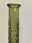 Vtg 15  Empoli Italy Diamond Cut Green Glass Decorative Bottle Mcm No Stopper