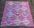 Vintage Grandmacore Basket Pattern Quilt Pink Calico Scrappy Patchwork 74  X 78