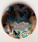 Vintage Signed Inga Modernist Mcm Teal Blue Green Enamel Over Copper Brooch Pin