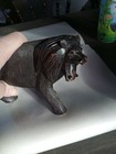 Hand-carved Wooden Lion Sculpture Figure Vintage 8x5in 