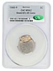 1980-p Jefferson Nickel Cac Ms62 Mint Error Struck 65  Off-center   Broadstruck 