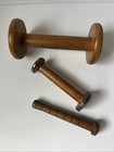 Vintage Lot Of 3 Assorted Wooden Industrial Textile Thread Spools