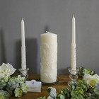 Hosley Cream Wedding Unity Candle Set  1 Pillar 2 Taper  11 5 h