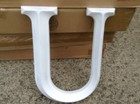 Monogram Alphabet Letter Plaque Small U White Wooden Wall Art Hanging 
