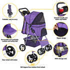 Pet Stroller For Dogs   Cats W  4 Wheels Pet Travel Carrier Dog Stroller Purple