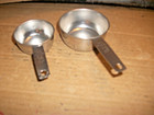 2 Vintage Foley Script Measuring Cups 1 2 Cup    1 4 Cup - Stainless Steel