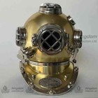 Full Size Antique Brass Us Navy Diving Helmet Divers Mark V Deep Sea Scuba Base