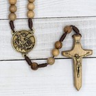 Wooden Saint Michael The Archangel Rosary On Cord   10mm Wood Hail Mary Beads  