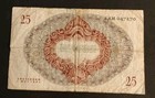 1945 Netherlands 25 Guilden Banknote Amsterdam World Paper Money Currency Scarce