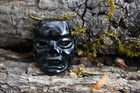 Small Olmec Figure Face Or Mask Carved In Black  Guatemalan Jadeite Jade Pendant