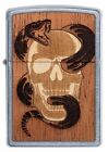 Zippo Woodchuck Usa Skull   Snake Brushed Chrome Windproof Pocket Lighter  49042
