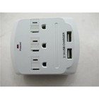 Wall Tap 3 Outlet With 2 Usb Female Port Power Adapter