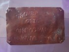 Vtg Coffin Casket  Plaque Brass 